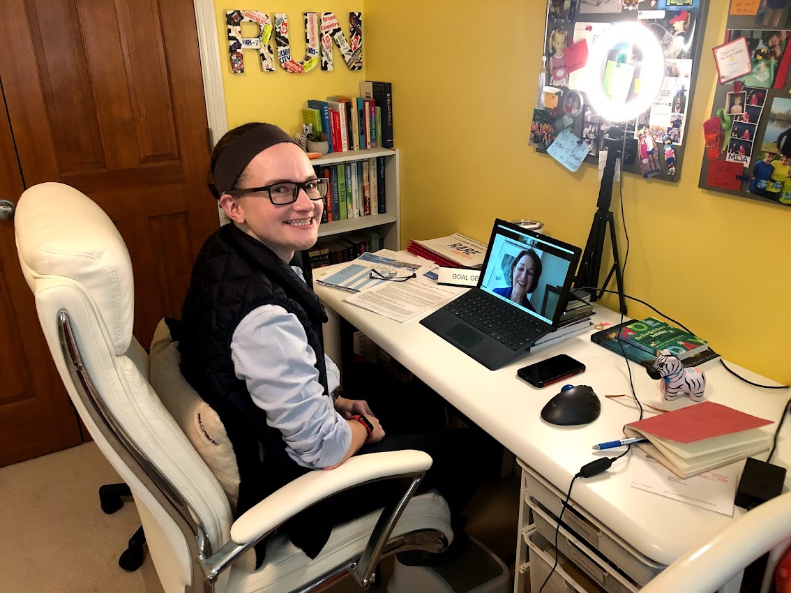 Abbey Hauser in a virtual meeting with Sen. Klobuchar