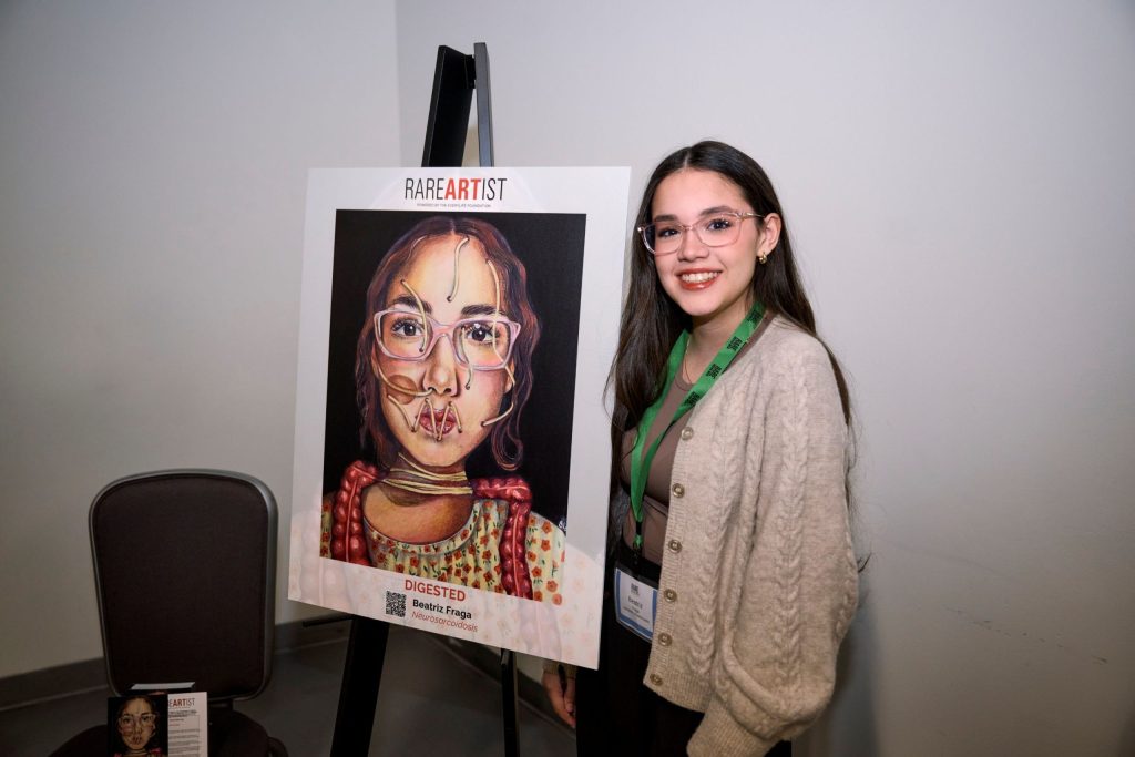 Beatriz Fraga displays her art at Rare Disease Week 2025