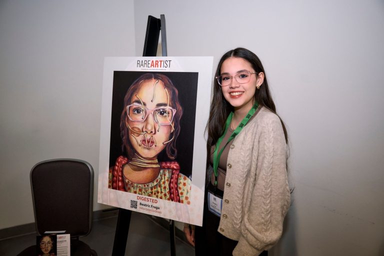Beatriz Fraga displays her art at Rare Disease Week 2025